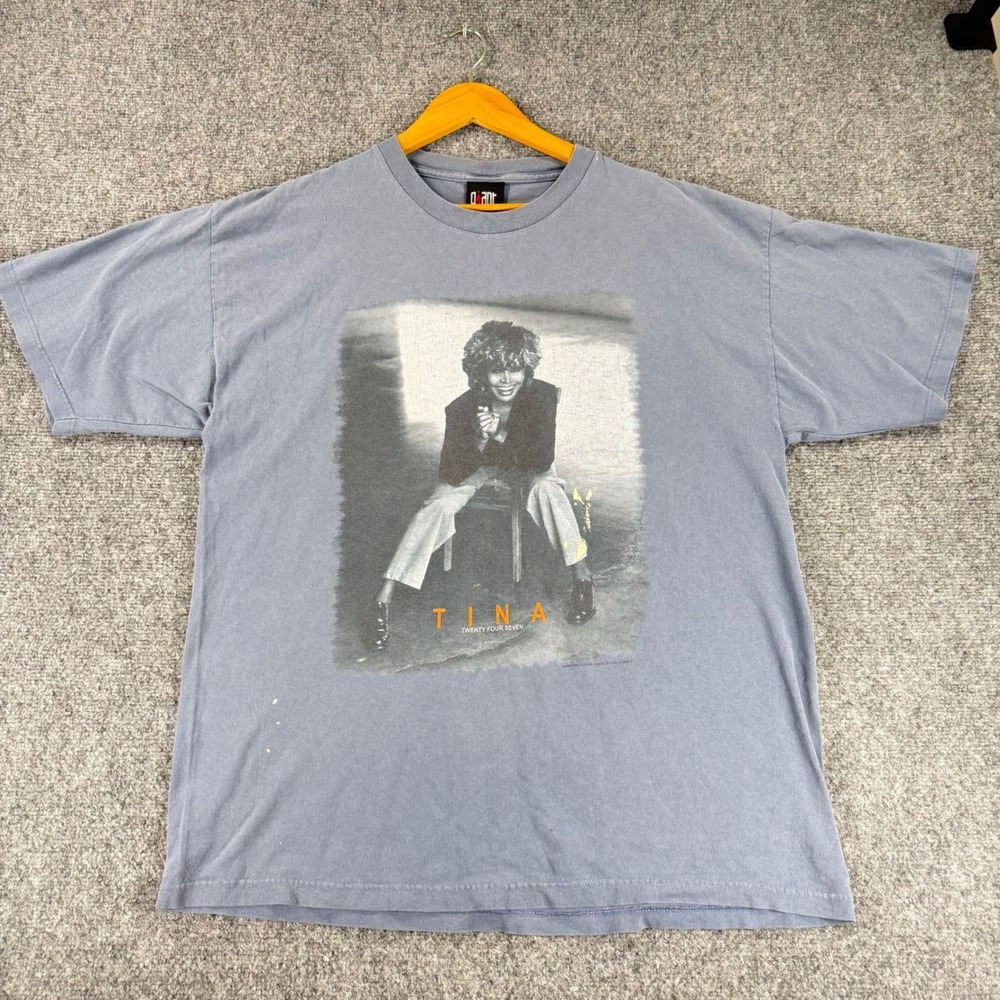 Vintage Giant Tina Turner 2000 Twenty Four Seven Tour T-Shirt Men XL Gray Y2K